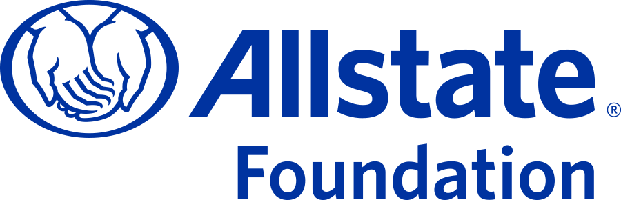 The Allstate Foundation logo with two overlapping palm up hands.