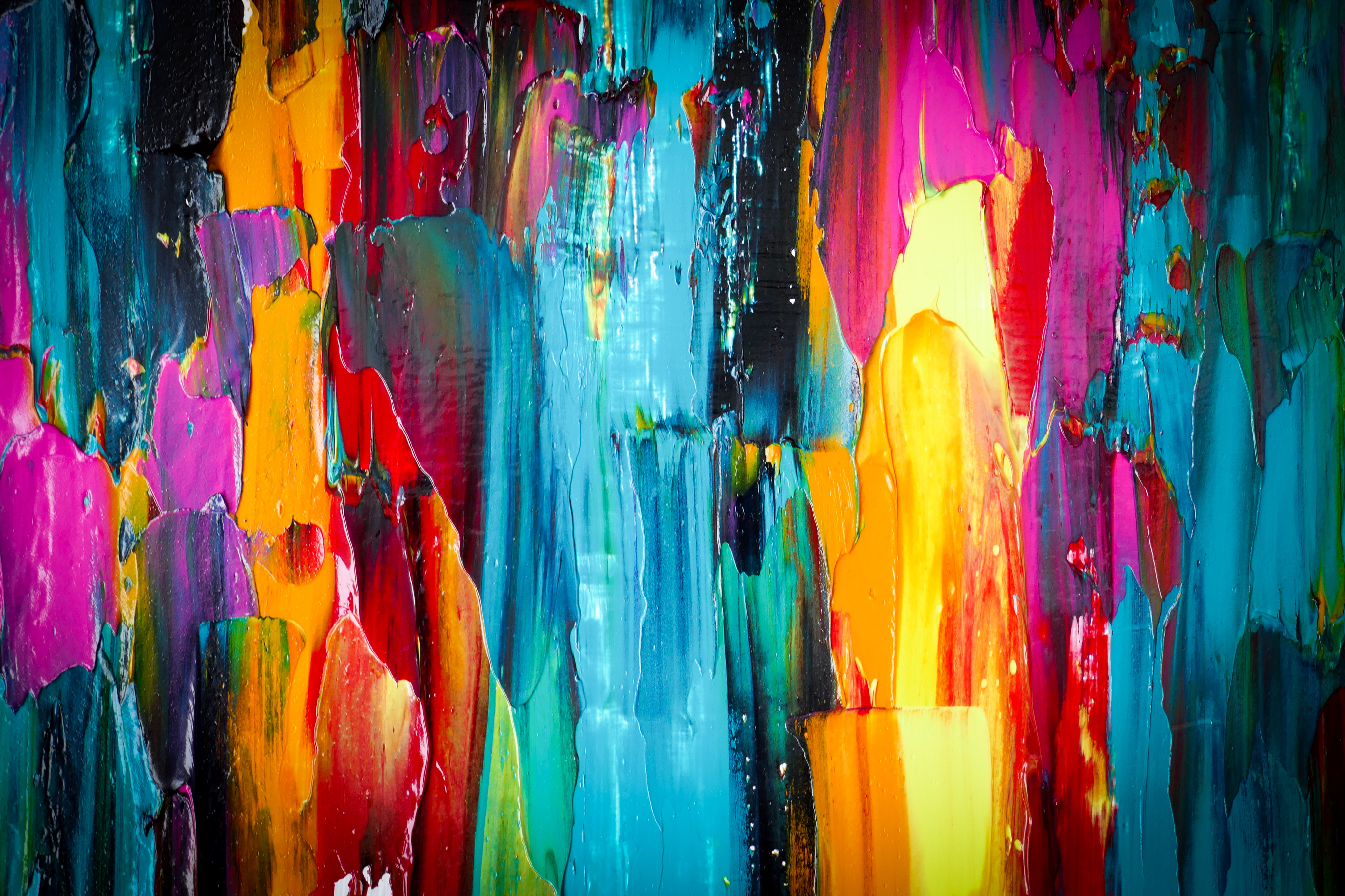Layers of multicolored paint