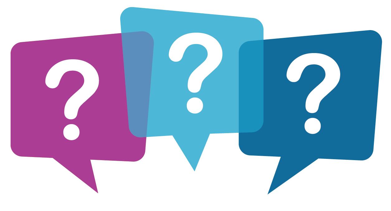 Question marks on speech bubbles