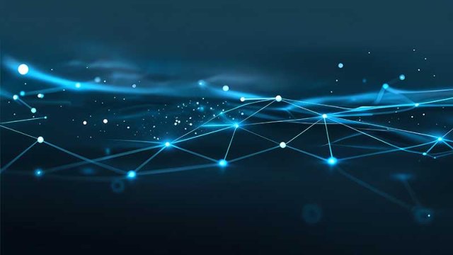 A series of connected points of light symbolizing digital connections